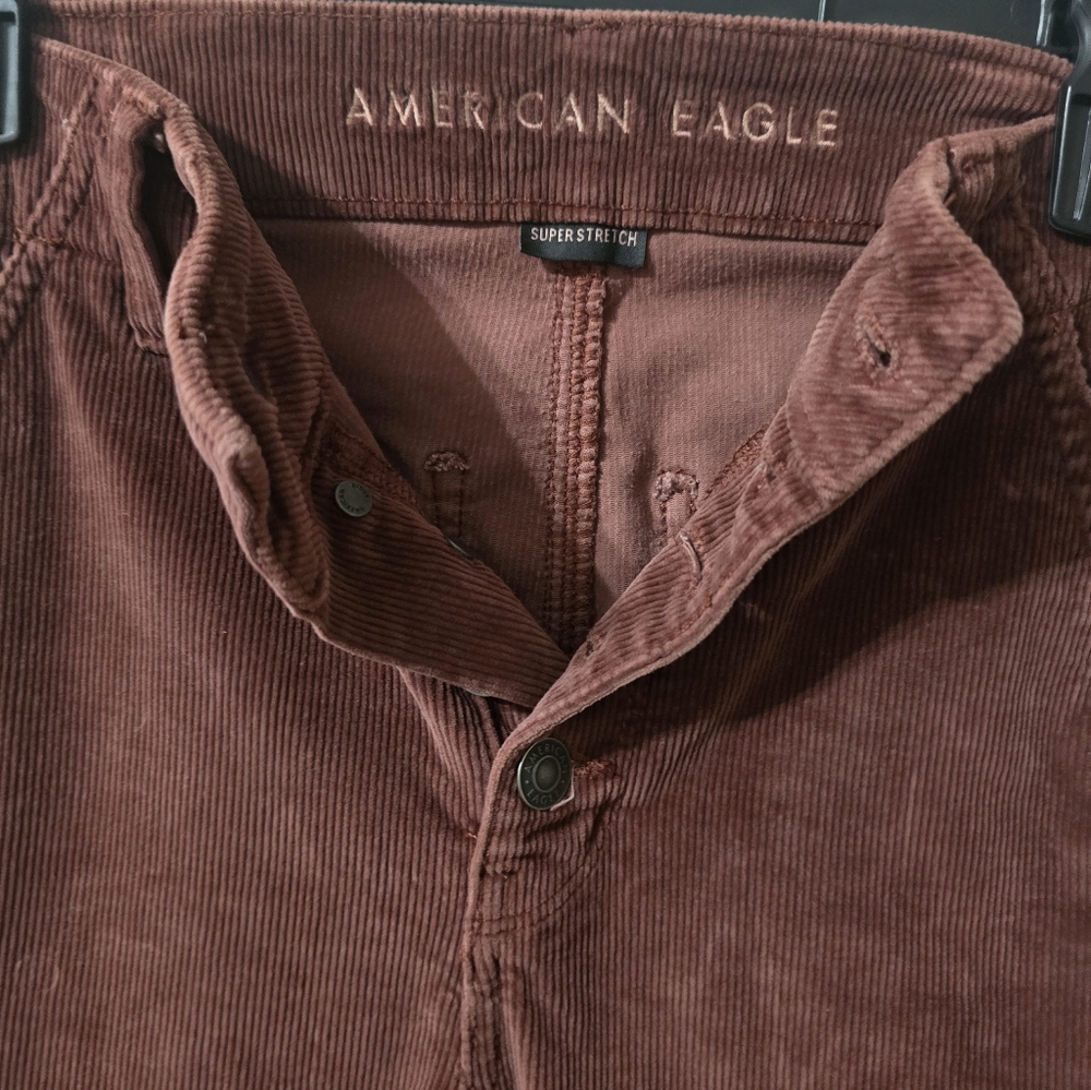 American Eagle Super High Rise Rusty Red Corduroy Flare Pants, Size 4, EUC! - Picture 7 of 13